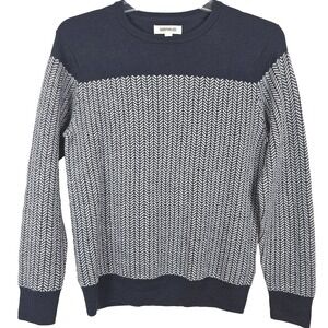 Mens M Knit Sweater Wool Acrylic Blend Chevron‎ Navy Blue Normcore Classic Dad